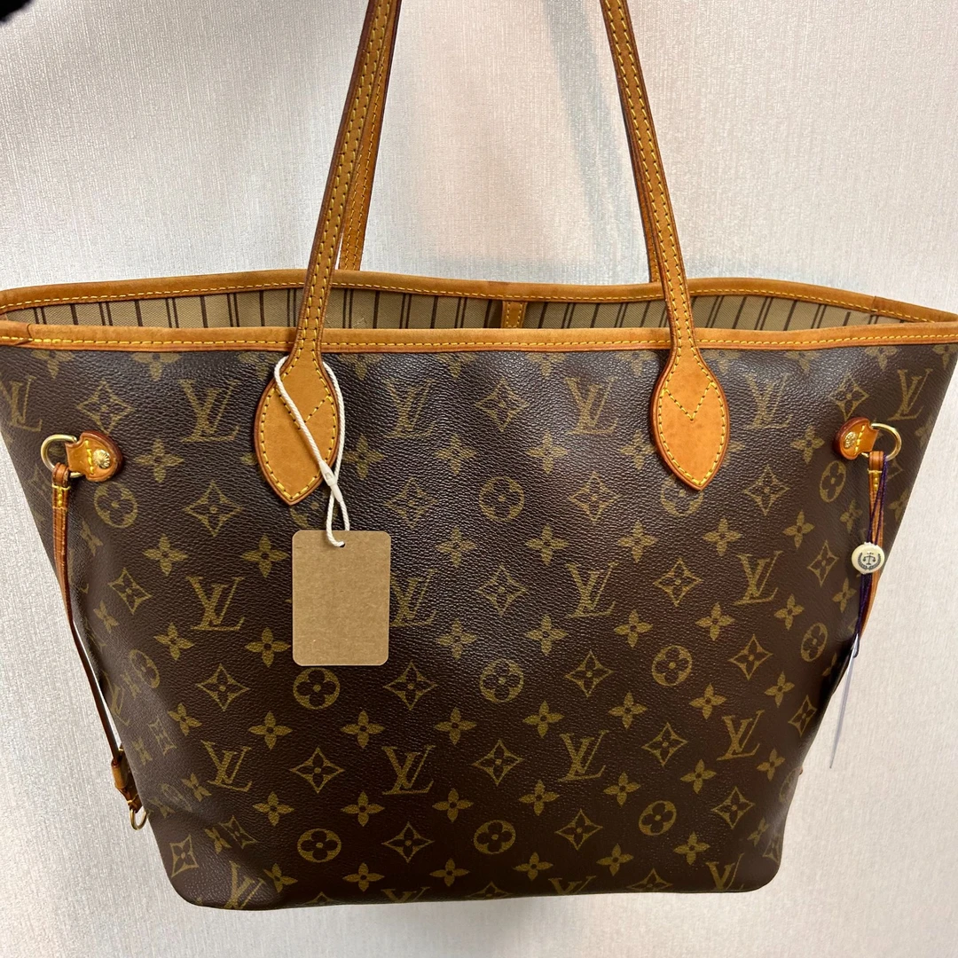 95新 LouisVuitton/路易威登 nf购物袋卡其色中号带子袋/创易甄选