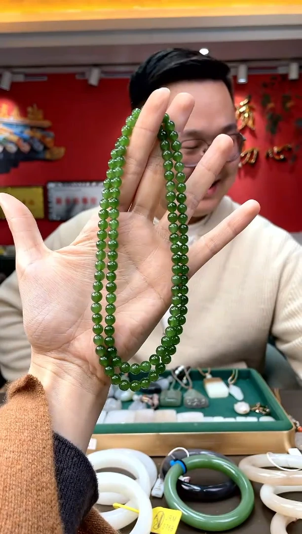 【闪购商品】和田玉颈饰未镶嵌碧玉108颗多圈卡6