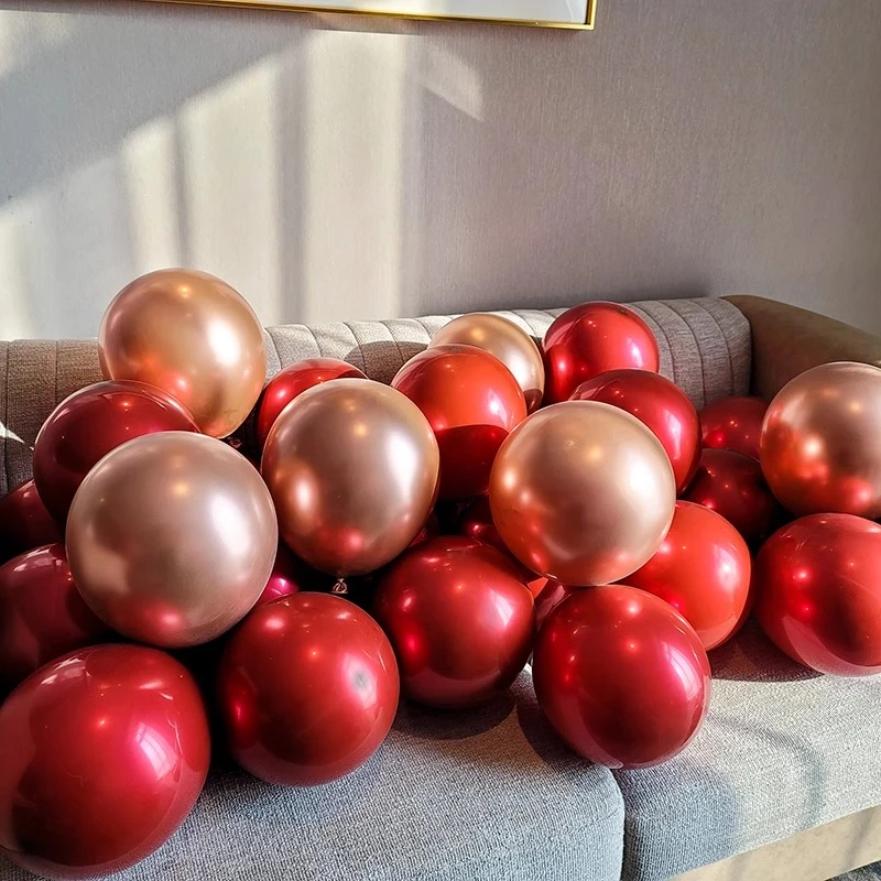 婚房装饰乳胶气球彩色结婚布置套装婚礼订婚场景红色双层汽球婚庆