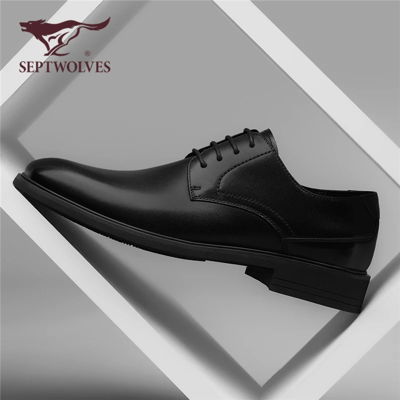 七匹狼秋季上新头层牛皮休闲鞋商务男士系带牛津鞋黑色新郎8910
