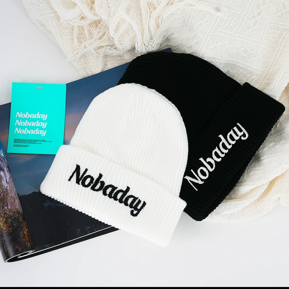 NOBADAY针织帽冷帽保暖网红时尚潮流纯色休闲百搭ins黑色白色