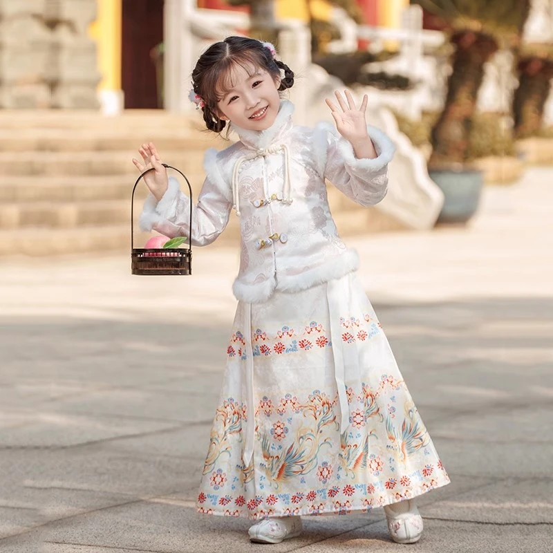 女童汉服秋冬加绒加厚2025新款儿童国风冬装蛇年拜年服新中式唐装