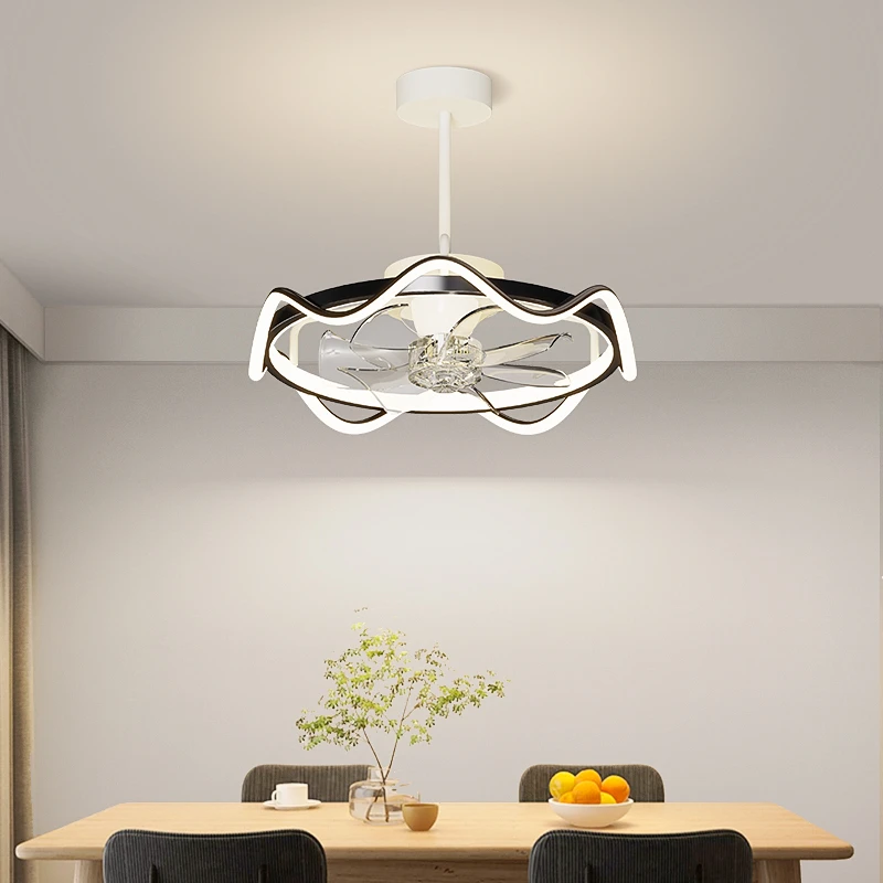 餐厅吊灯带摇头风扇一体客厅卧室灯具现代简约大气主灯中山创意灯