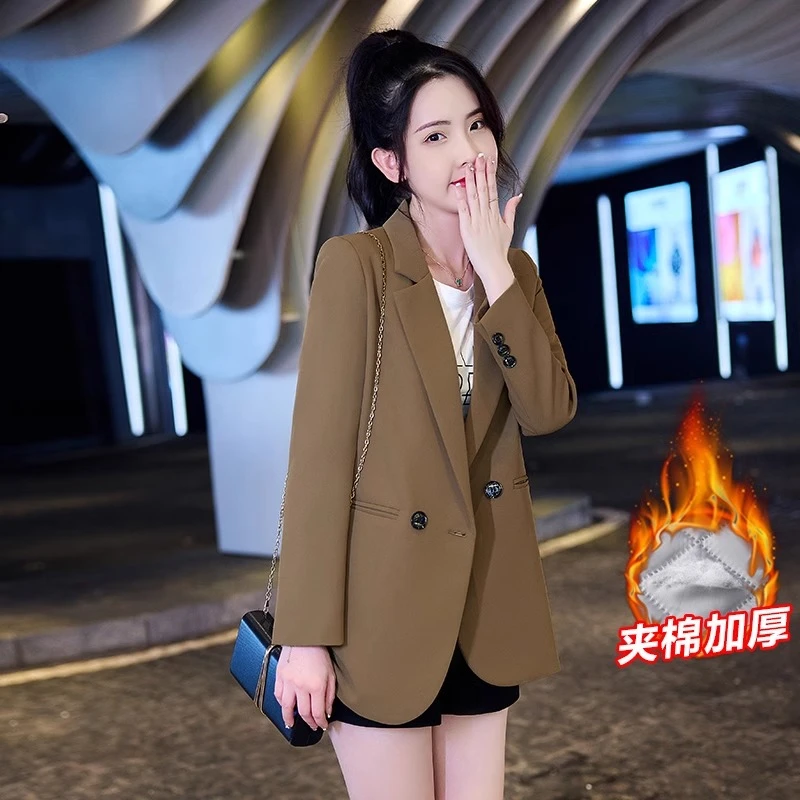 小西装加棉加厚秋冬西装外套2025气质高端上档次百搭显瘦休闲西服