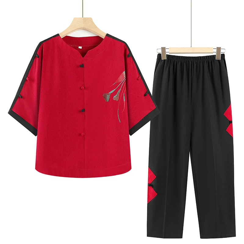 中老年人女奶奶夏装薄款宽松套装妈妈洋气新款夏季时尚老太太衣服