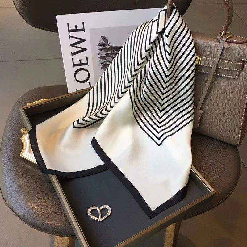 女春秋款高档丝巾潮流爆款百搭时尚气质宴会旅行方巾70×70cm条纹