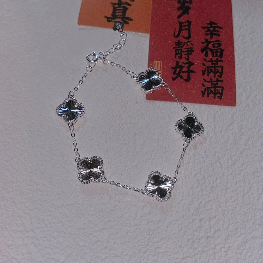 足银手链 224镭射四叶草手链