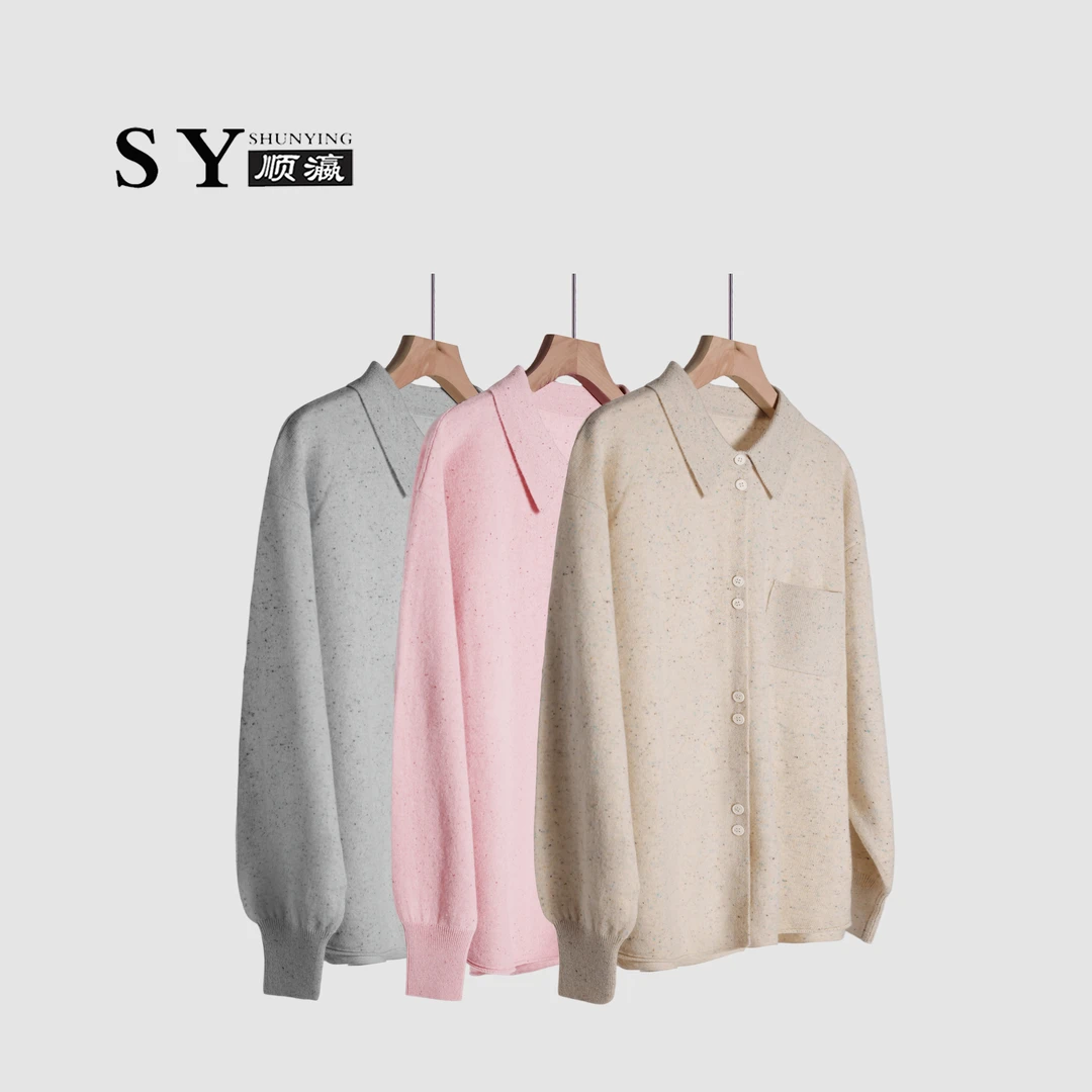 顺瀛【点子纱衬衫】时尚休闲长袖百搭毛针织衫SYM6602