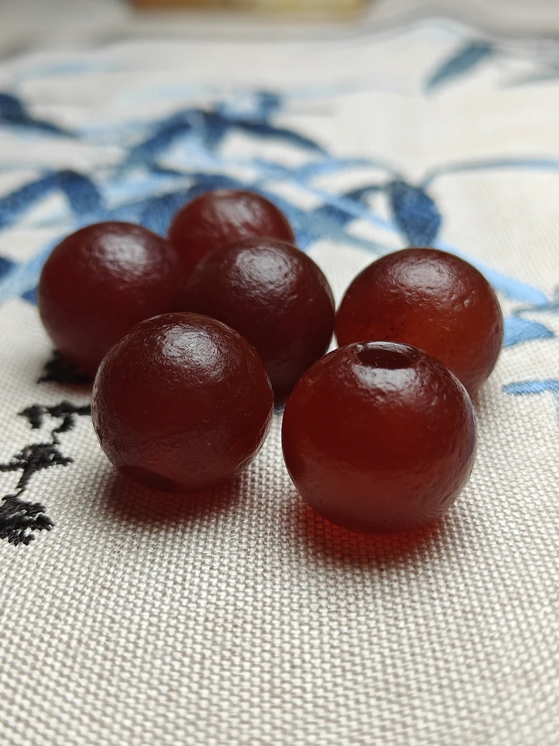 老玛瑙橘皮纹圆珠珠径17mm～18mm（一颗随机发）