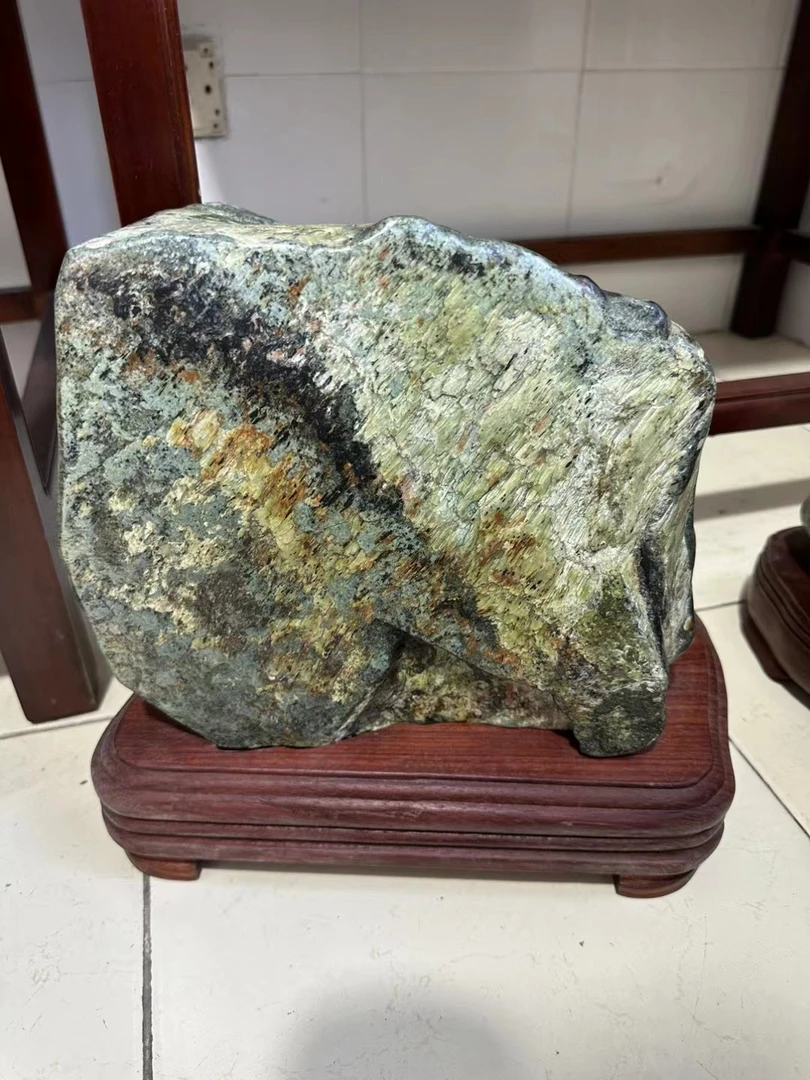 崂山海底绿石  崂山绿石 前面带翠 高30宽26 盆景石 家居摆件 绿