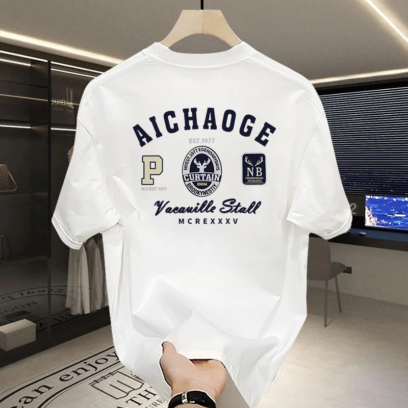 美式痞帅重磅棉短袖T恤青年男女同款夏季ins潮牌街头宽松圆领上衣