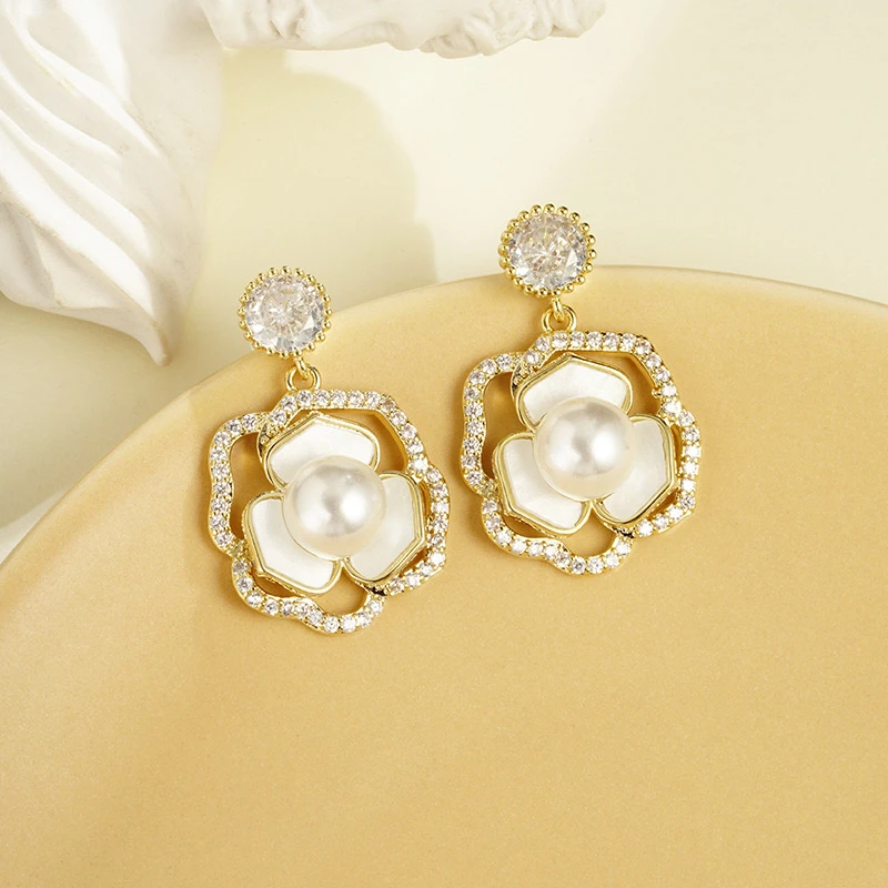 铜合金耳饰 花边立体花朵耳钉#EH09 新疆包邮