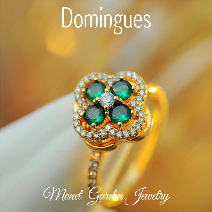 铜合金戒指 5004法【幸运旋律】Domingues多米格斯 绿色旋转戒指