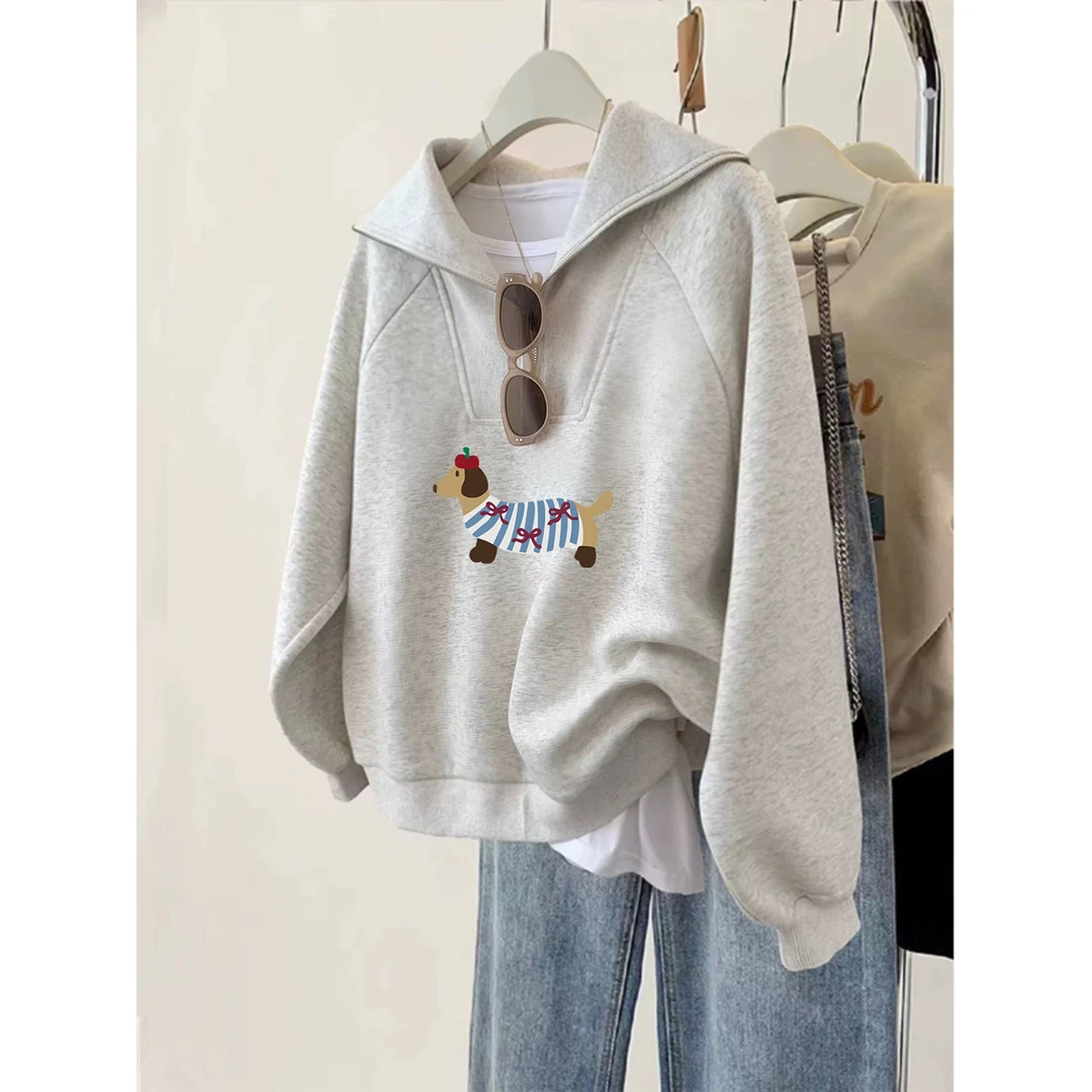 胖妹妹大码200斤高级感翻领半拉链卫衣外套女宽松慵懒风无帽上衣