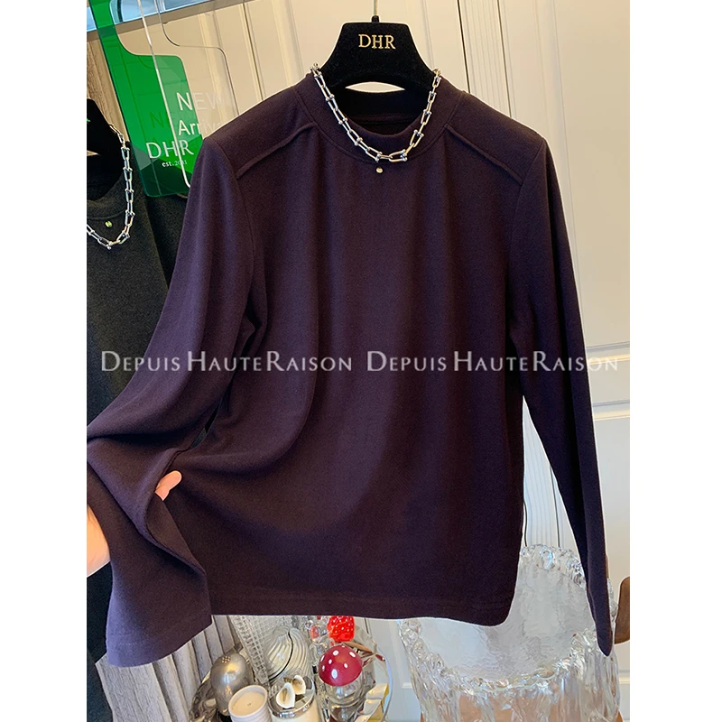 胖mm200斤大码软糯保暖加厚磨毛长袖打底衫女秋冬内搭叠穿T恤上衣