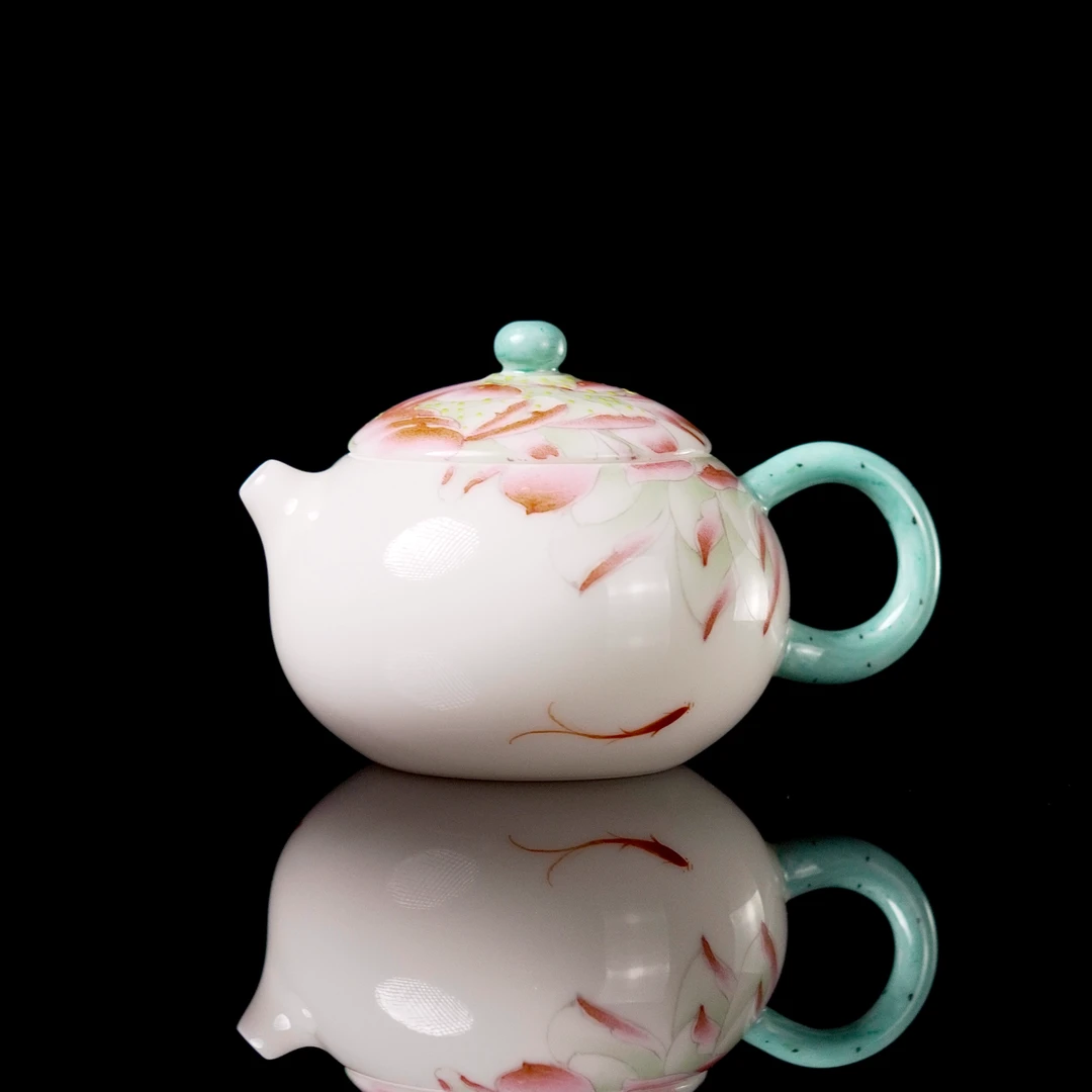 壶途见工夫原创羊脂玉瓷手绘西施创意茶具家用高端茶盘家庭用