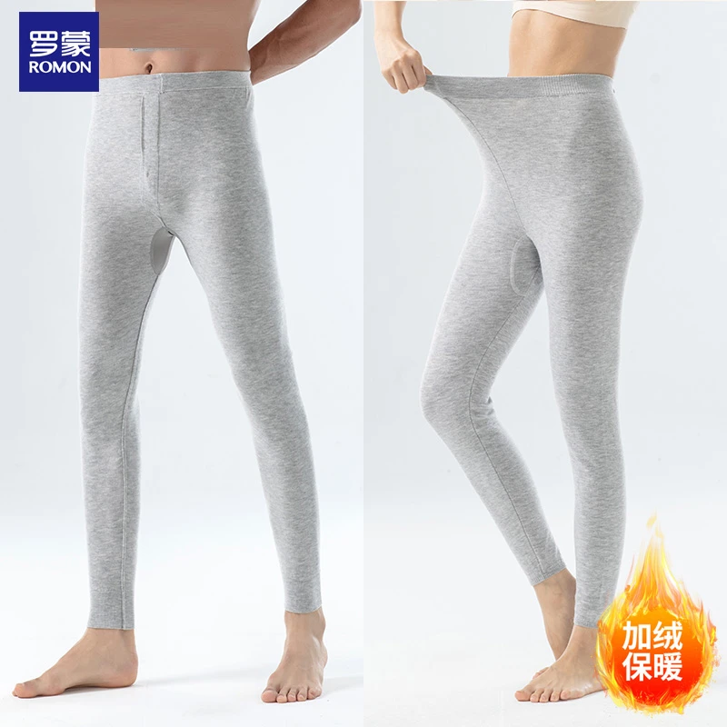 罗蒙大码毛裤男士秋冬加厚保暖裤高腰女士内穿修身冬季打底裤潮牌