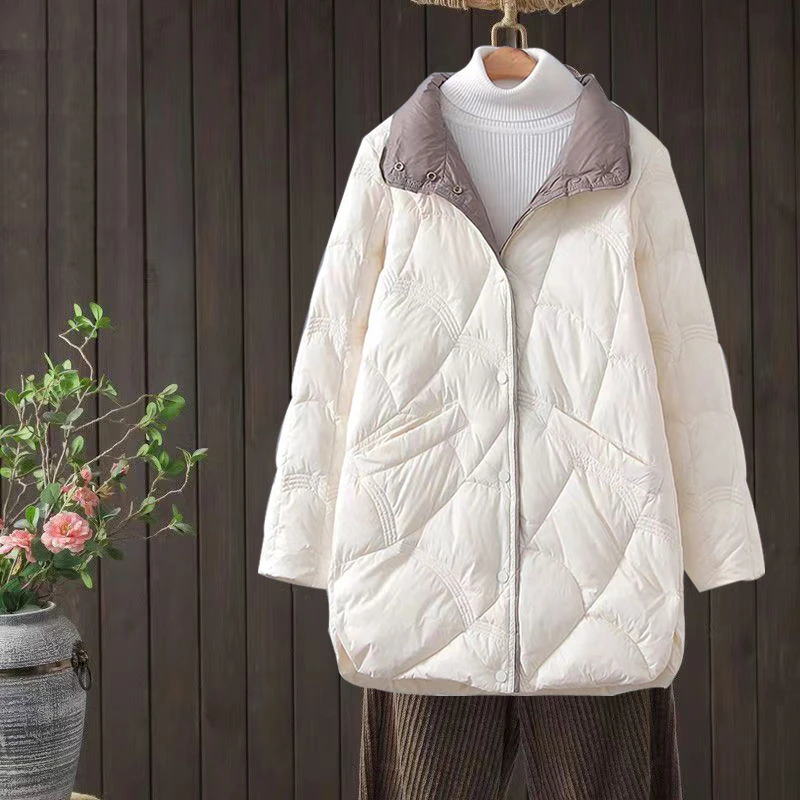 波司澄2023最新款轻薄羽绒服女中长款上档次韩版时尚秋冬