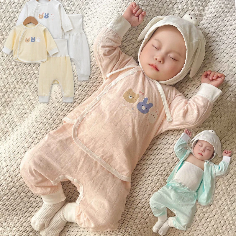 春秋夏季宝宝二件套婴儿纯棉护肚上衣新生儿大屁屁裤儿童套装家居