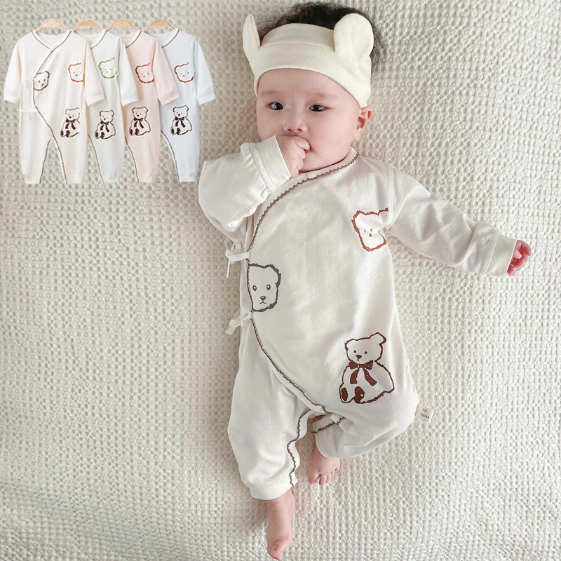 四季款婴儿蝴蝶衣宝宝长袖连体衣新生儿薄款护肚空调服和尚服爬服