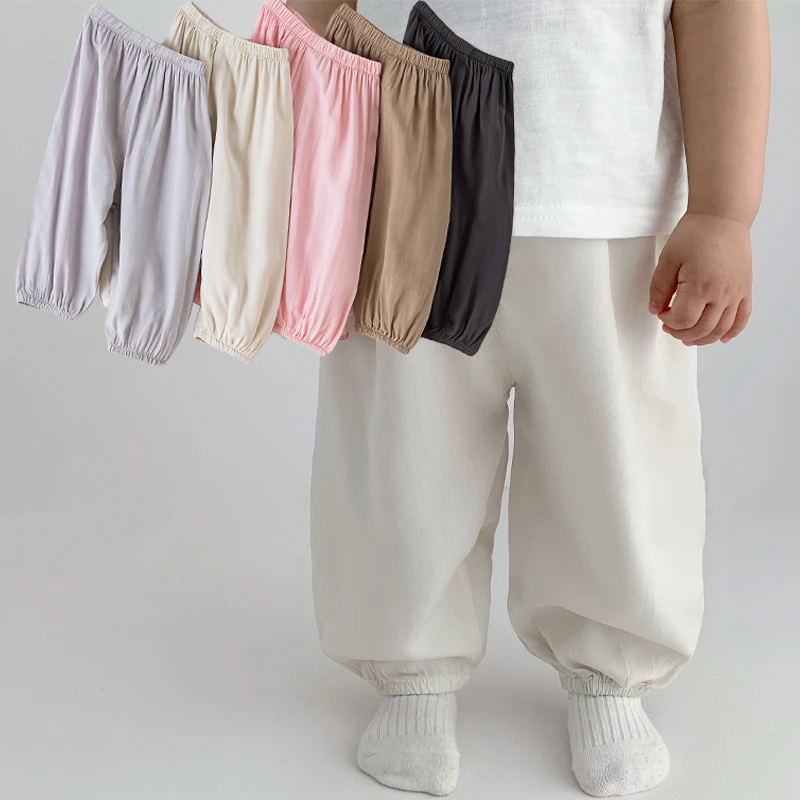 夏季宝宝清凉垂感防蚊裤婴儿空调长裤男女小童户外运动裤灯笼裤子