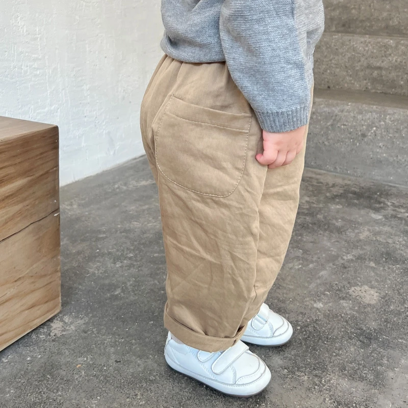 儿童韩版宽松长裤男童时尚百搭休闲哈伦裤春秋季洋气萝卜裤宝宝裤