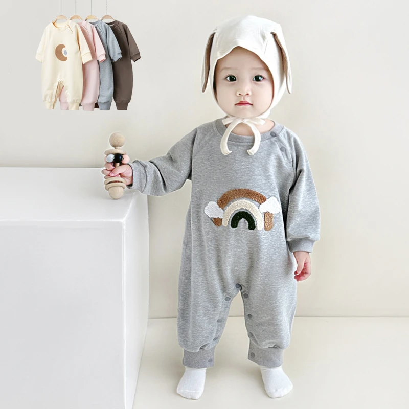 秋冬季婴儿连体衣男女宝宝舒绒棉长袖哈衣爬服婴童洋气外出服套装