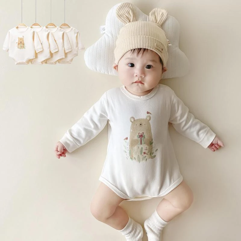 婴幼儿全年适用棉质打底衫四季长袖包屁衣圆领连体衣男女宝宝衣服