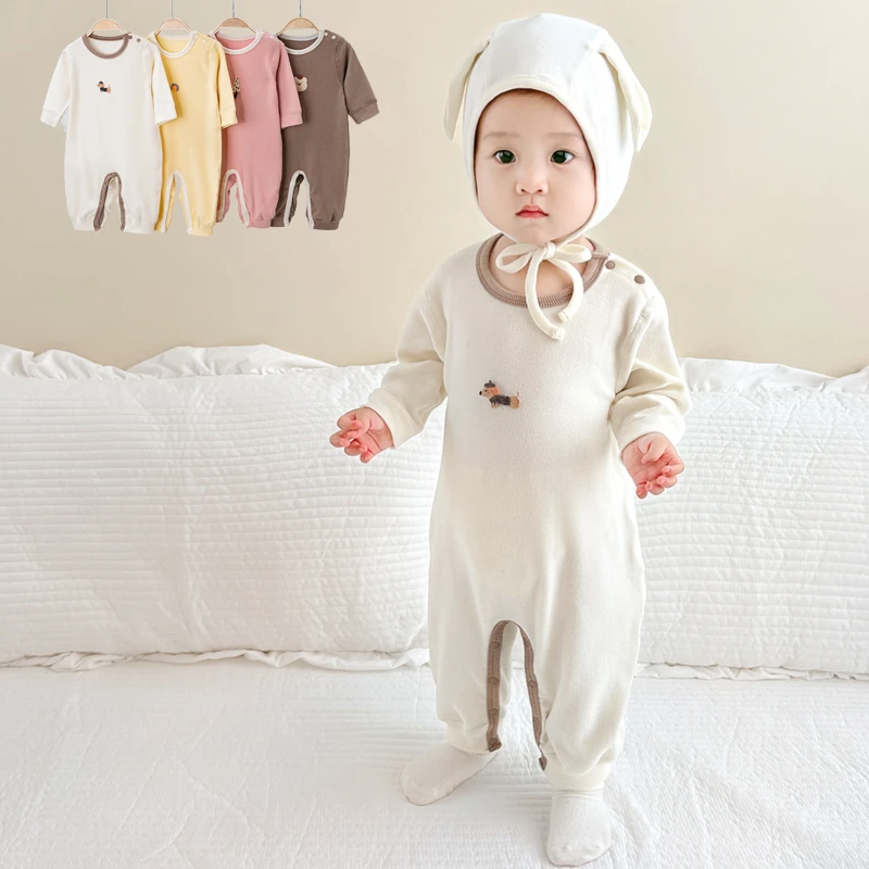 宝宝秋冬连体衣小童洋气哈衣外出服婴儿长袖无骨爬服新生儿衣服春