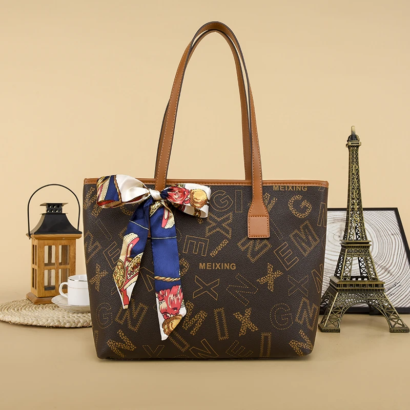 秋冬新款时尚百搭潮流印花洋气休子母包闲肩包休闲容量女士托特包
