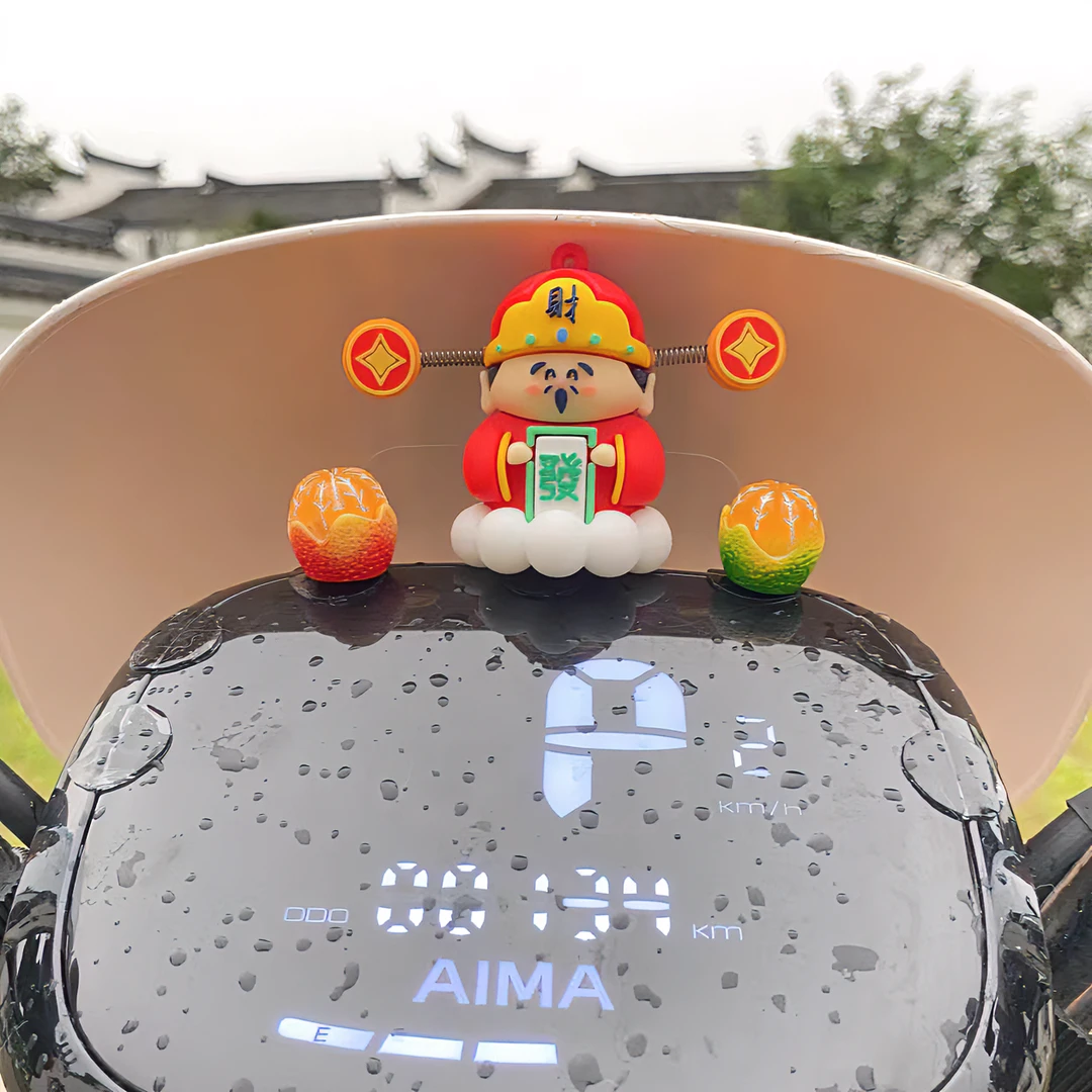 大吉大利摆件电动车财神爷装饰小物件电瓶车摩托车装饰小物件创意