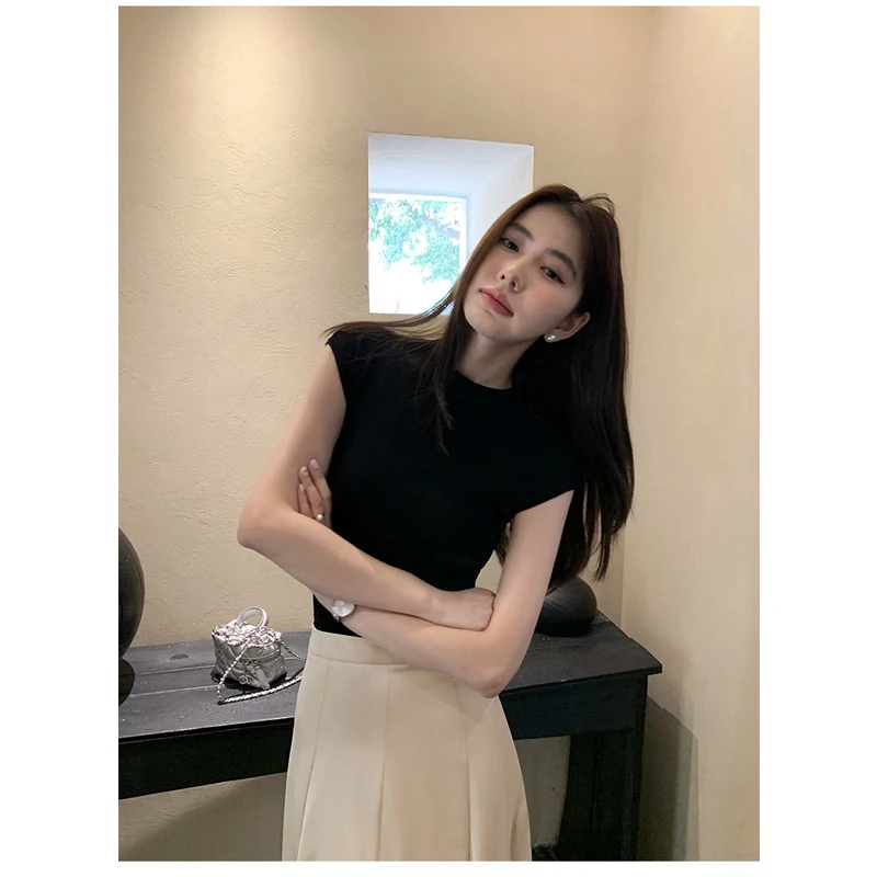 显瘦短袖T恤女款爆款2024新款夏季薄款针织衫打底上衣法式尤莱特