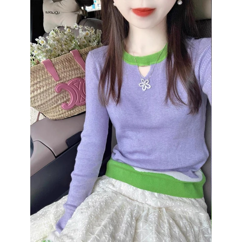 女装秋款爆款2024新款长袖针织衫女早秋别致上衣洋气内搭打底毛衣