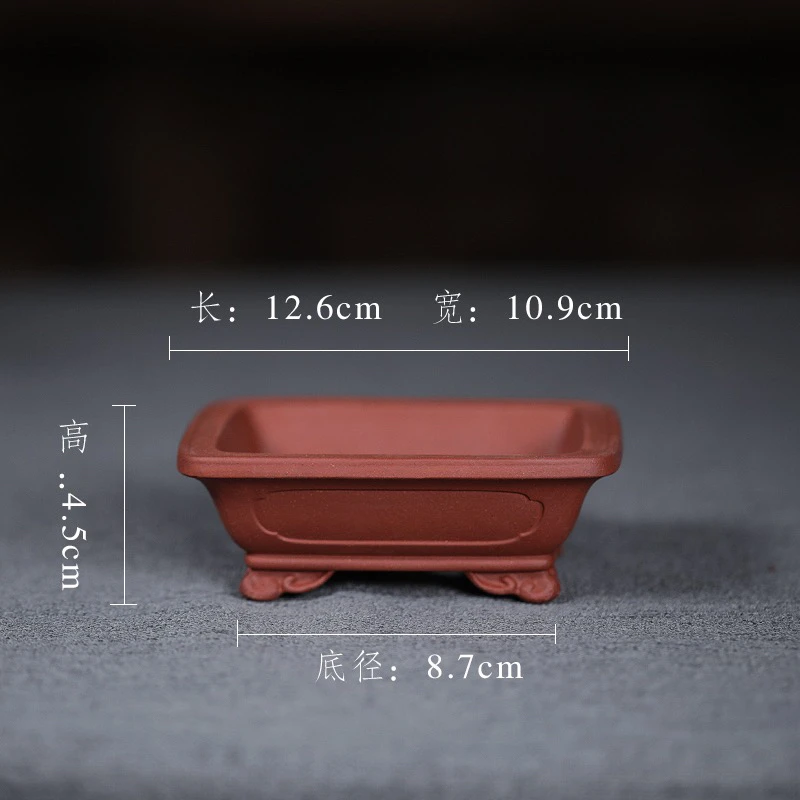 紫砂花盆家庭宜兴手工仿古透气多肉花卉盆景长方形40花盆