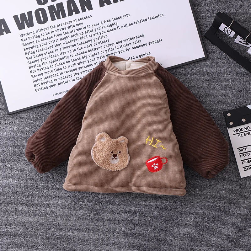 新款无帽卡通罩衣加棉倒穿衣加绒冬款外穿洋气秋冬季婴儿儿童加厚