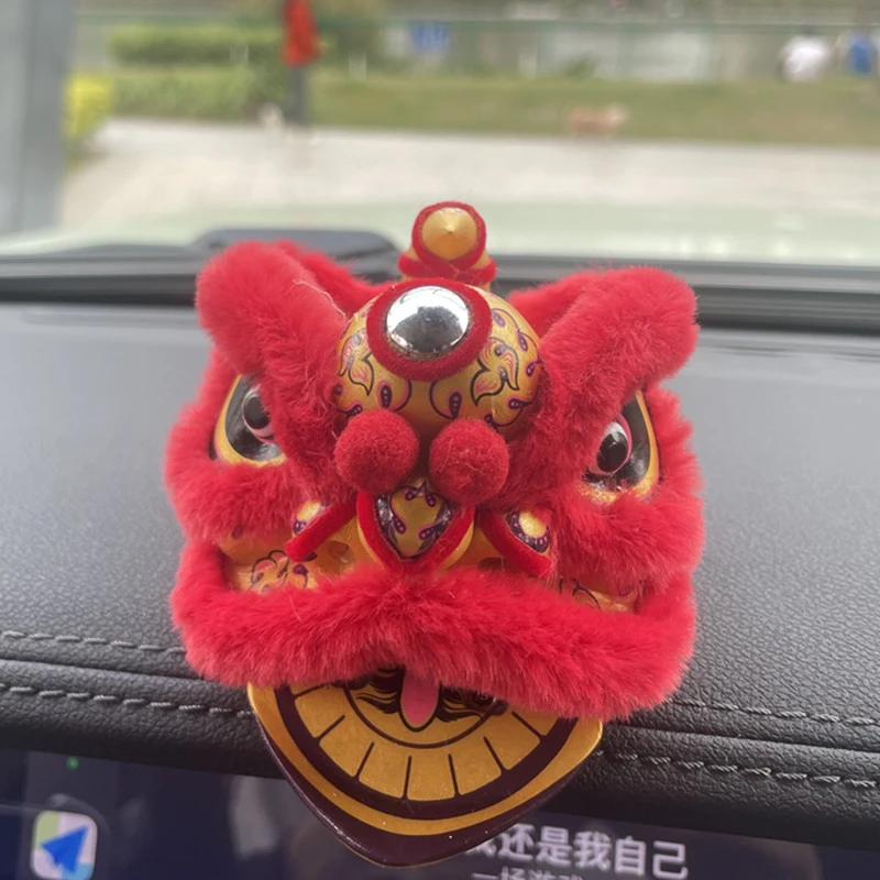 佛山醒狮国潮舞狮招财车载摆件办公客厅汽车祥瑞挂件工艺品立体