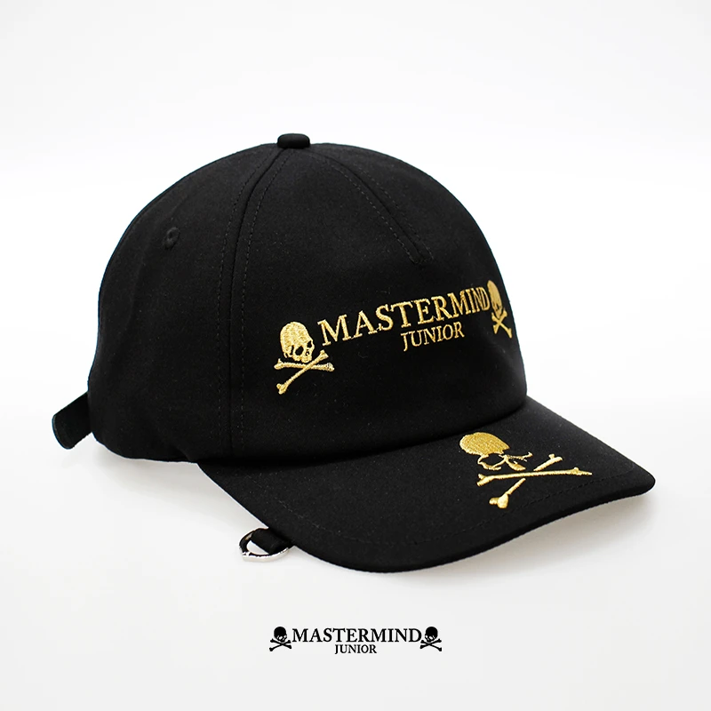 Mastermindjunior棒球帽暗黑潮牌金标刺绣春夏防晒帽子MJ22AWA622