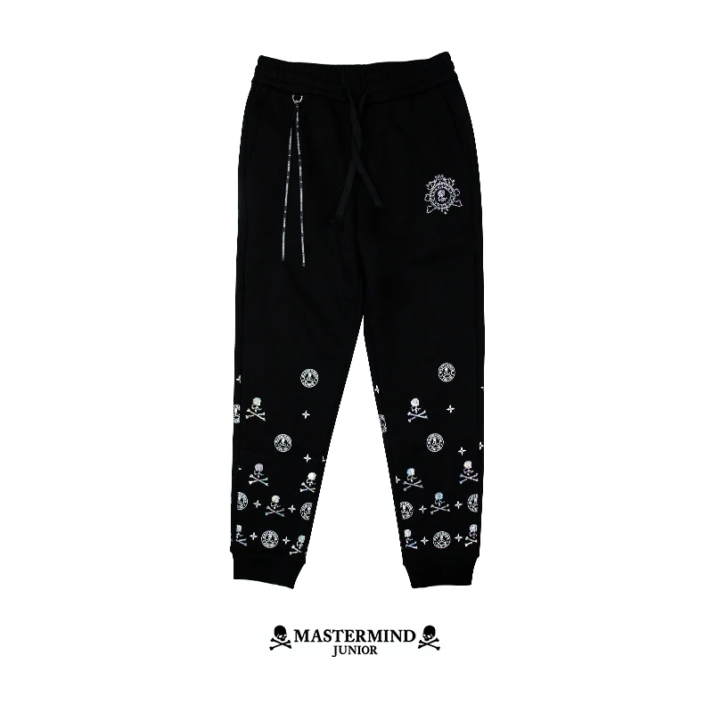 Mastermindjunior暗黑潮牌卫裤男女秋冬款镶钻印花长裤MJ22AWV580