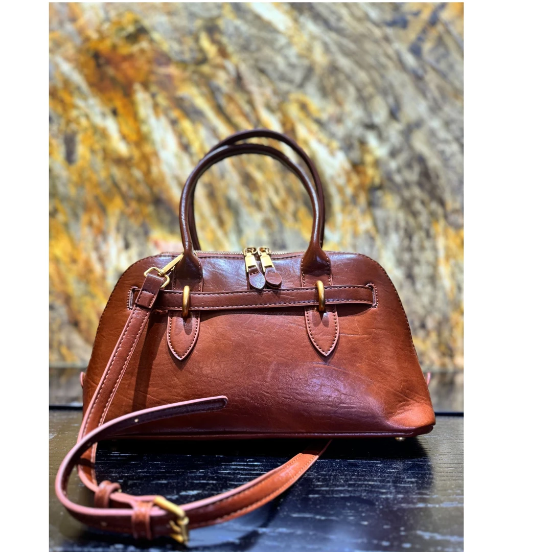 HIRMRIS手工真皮包550786-金棕 缪贝壳托特