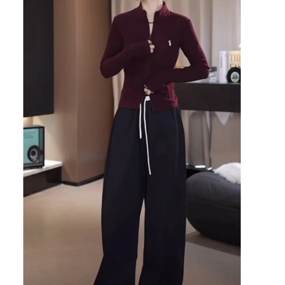 新款时尚潮流百搭精品女装气质纯色上衣搭裤子