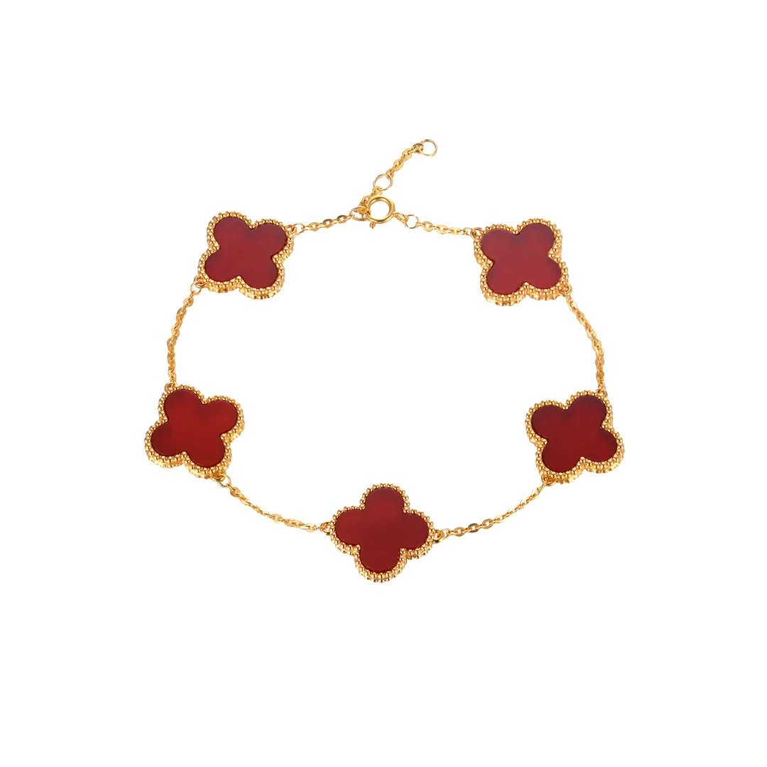 18K金红玛瑙10mm五花手链 多样性发一件 女士精美