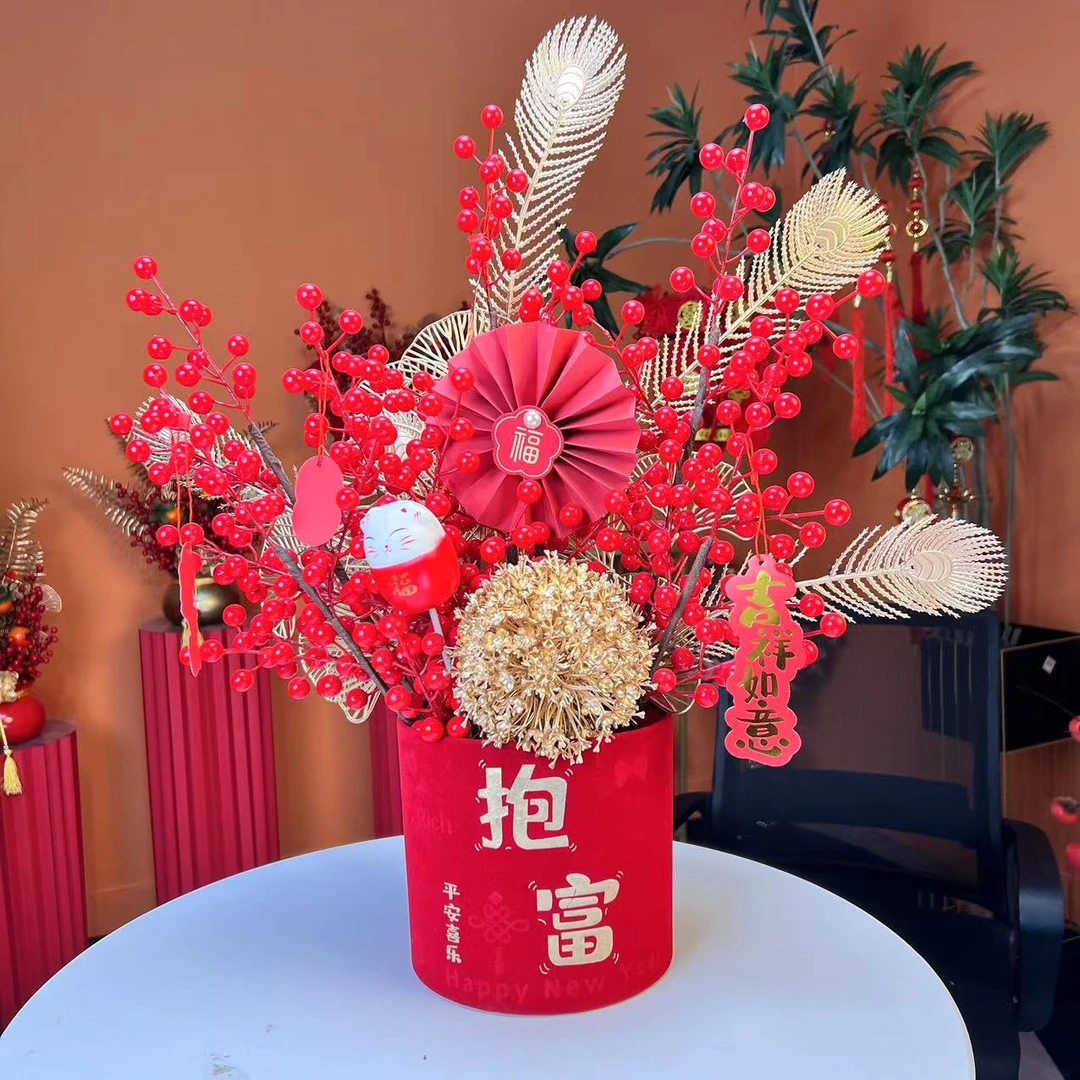 【抱富】春节暖居新婚新居布置装饰用品发财果福桶摆件搬家新年礼品