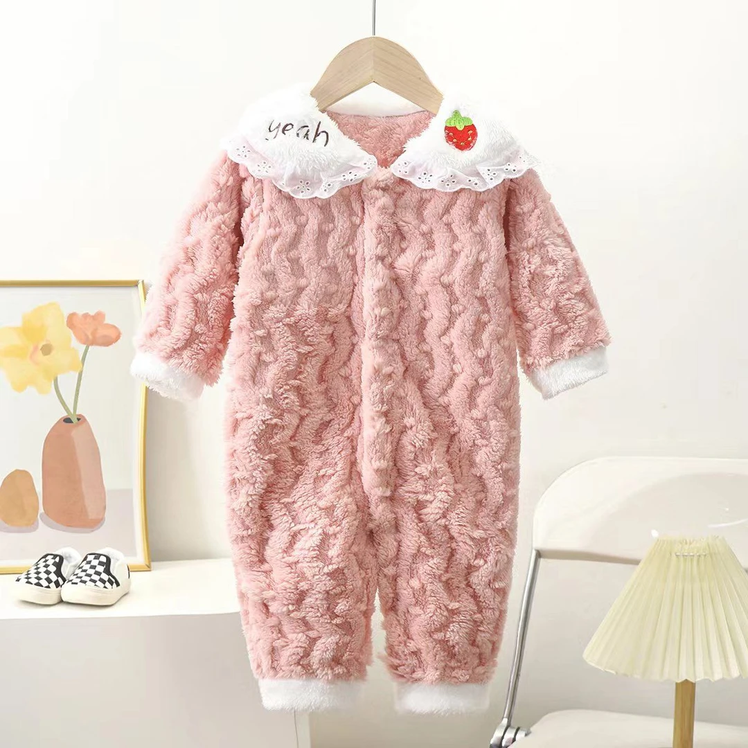 宝宝儿连体衣男秋冬季加绒连身衣女婴儿连体爬服洋气0到1保暖睡衣