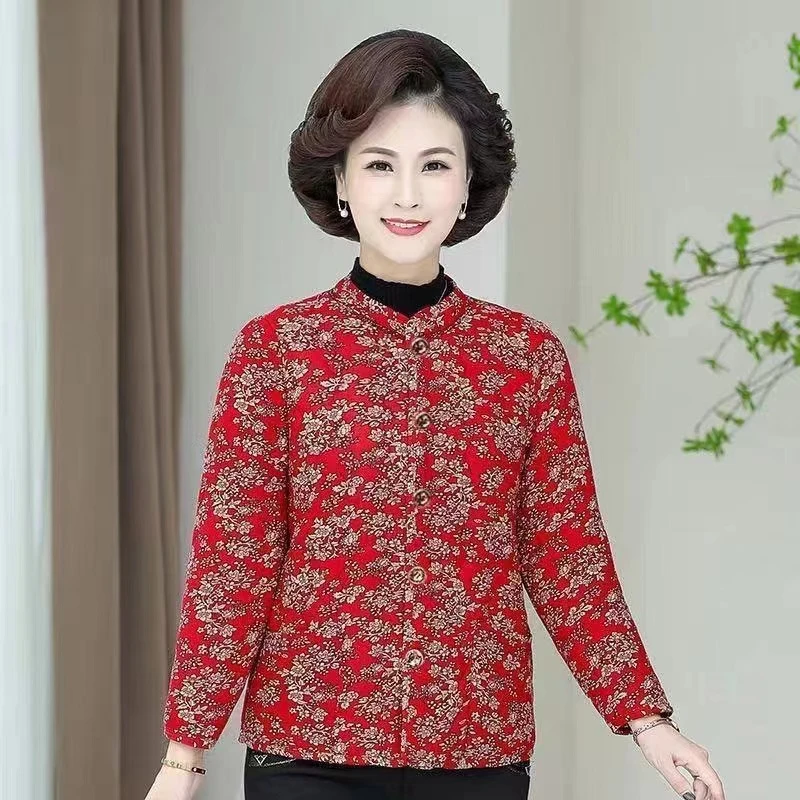 【棉袄】妈妈棉袄中老年花棉袄加绒加厚棉袄碎花棉袄百搭妈妈装长袖