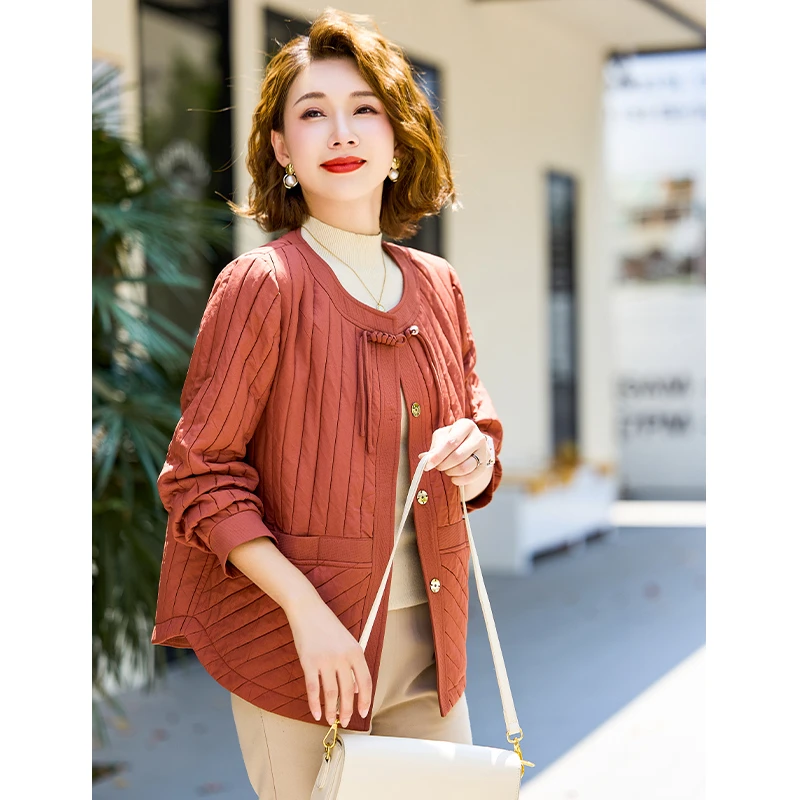 中年妈妈春装洋气短款外套2025新款上衣服中老年春季休闲开衫夹克