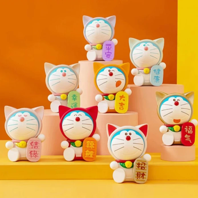 福气满满蓝胖子8件套新春祈福叮当手办摆件