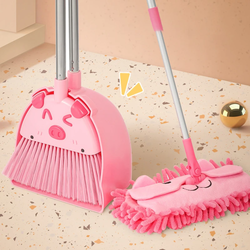 儿童扫把簸箕套装宝宝专用扫地玩具幼儿园扫帚拖把两件套卡通可爱