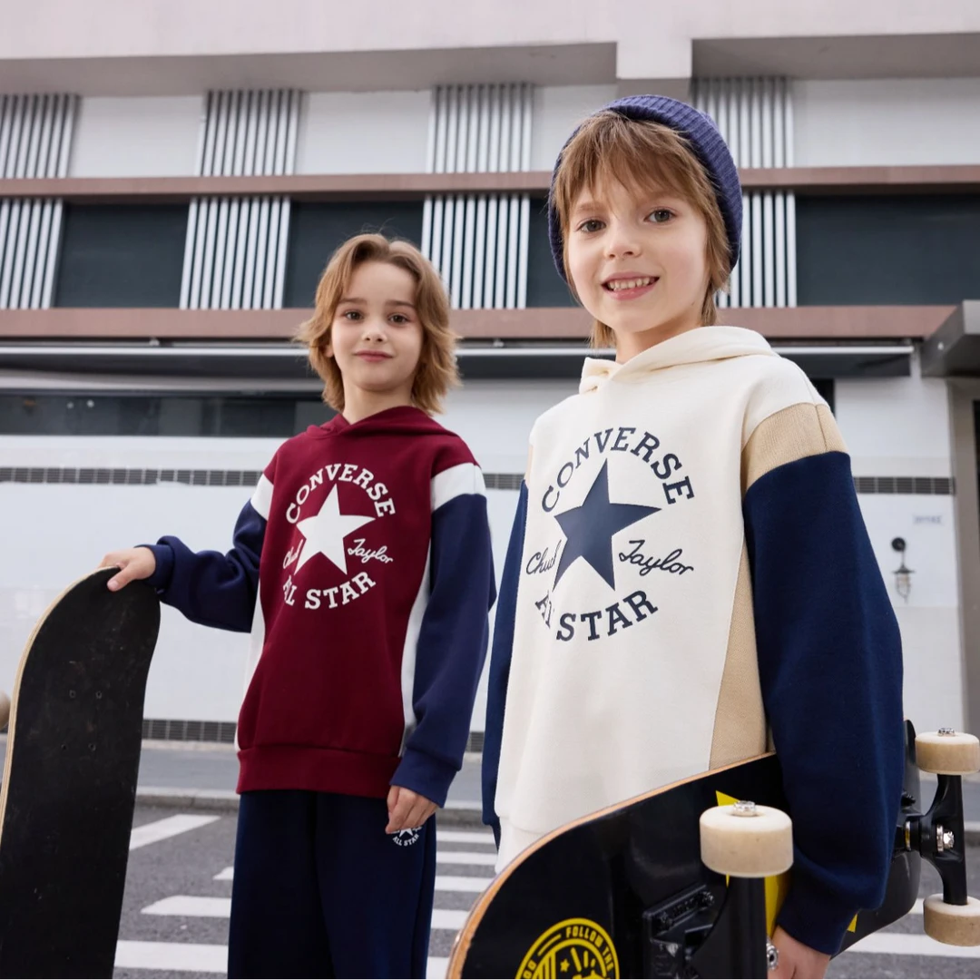 Converse匡威圆领童装长袖秋季时尚休闲秋冬连帽卫衣CNVB-PO-G570