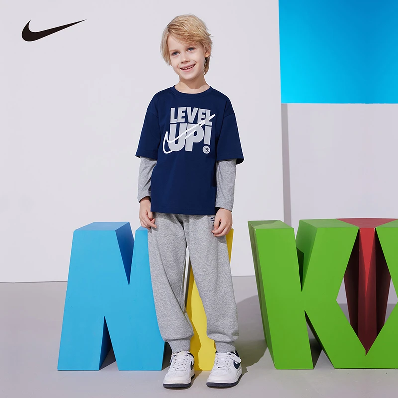 Nike耐克儿童男女童套装秋季舒适长袖T恤长裤1070