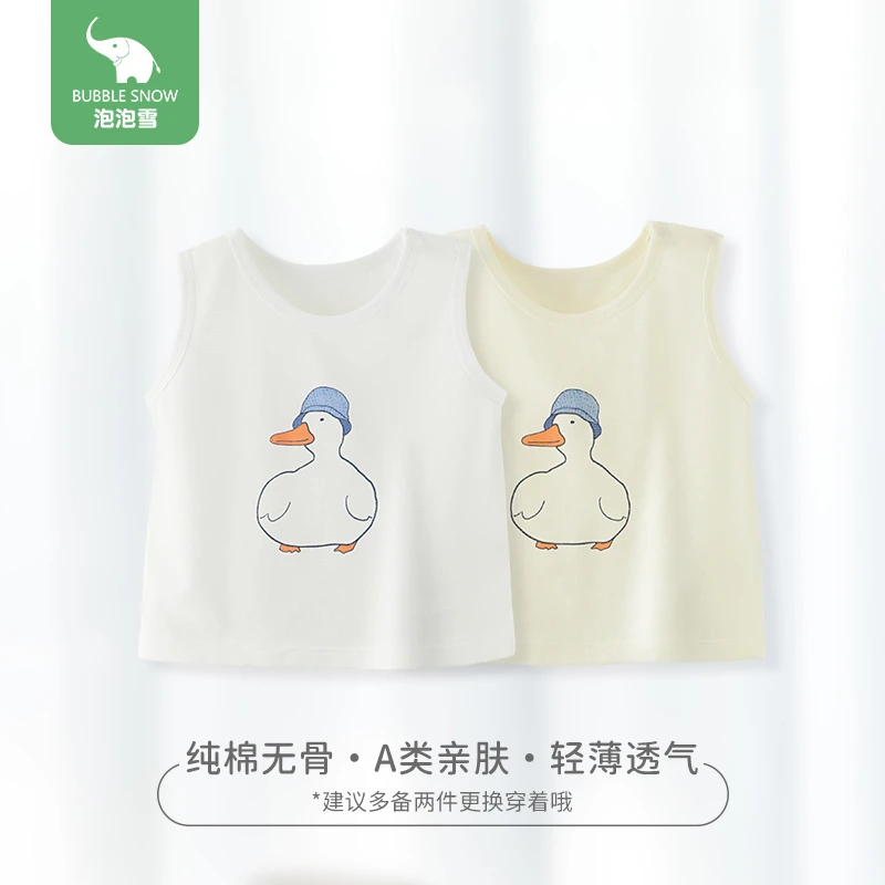 【泡泡雪】男女童无袖背心夏季宝宝无袖T恤儿童薄款套头T恤衫14191